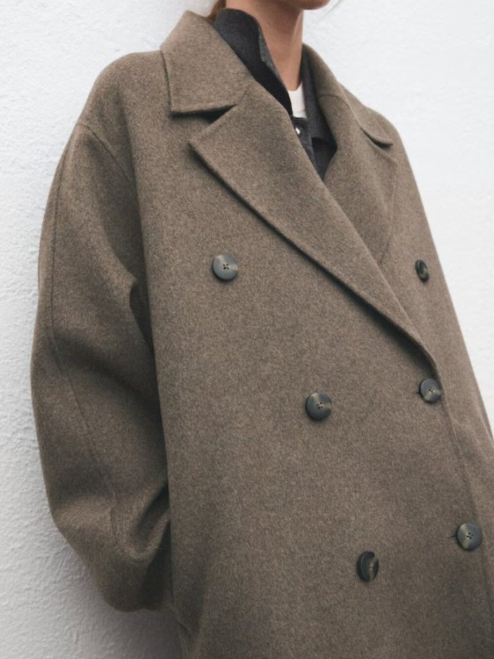 MANGO Handmade Oversized Wool Coat XL Medium Brown - Picture 2 of 15